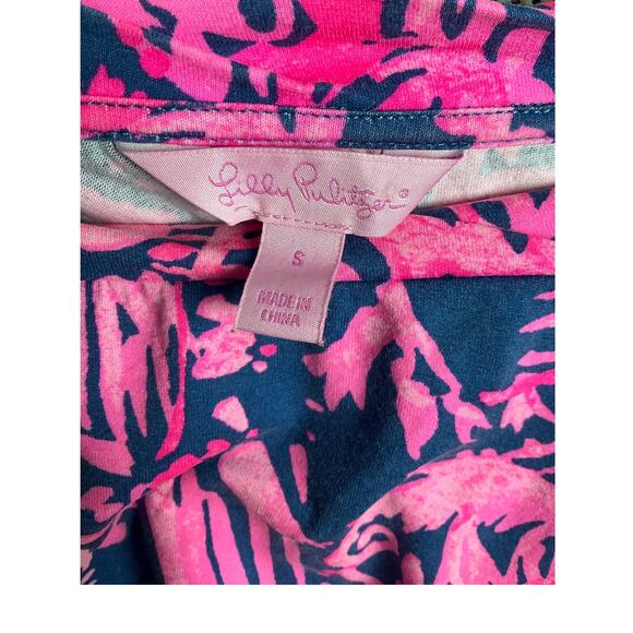 LILLY PULITZER Lowe Mini Dress Indigo Night Caw Pink Blue Tropical Floral Small - Picture 8 of 11